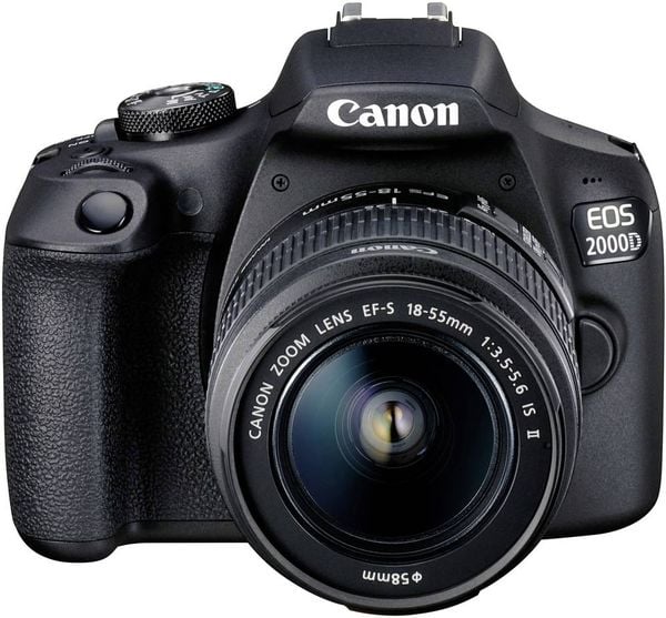 Canon EOS-2000D Digitale Spiegelreflexkamera EF-S 18-55 mm IS II 24.1 Megapixel Schwarz Optischer Sucher, mit eingebautem Blitz, WiFi, Full HD Video,