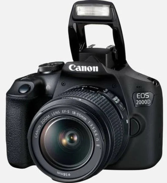 Canon EOS-2000D Digitale Spiegelreflexkamera EF-S 18-55 mm IS II 24.1 Megapixel Schwarz Optischer Sucher, mit eingebautem Blitz, WiFi, Full HD Video,