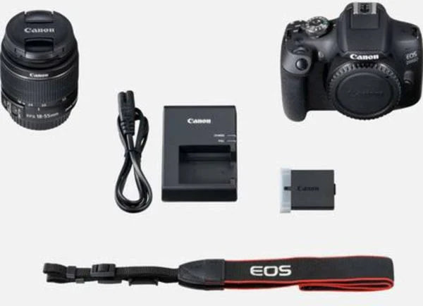 Canon EOS-2000D Digitale Spiegelreflexkamera EF-S 18-55 mm IS II 24.1 Megapixel Schwarz Optischer Sucher, mit eingebautem Blitz, WiFi, Full HD Video,
