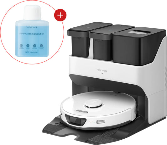 Roborock S7 Max Ultra Staubsauger Roboter 5500 Pa inkl. 200ml Bodenreiniger mit All-in-One-Station, selbstreinigender Funktion, Weiß