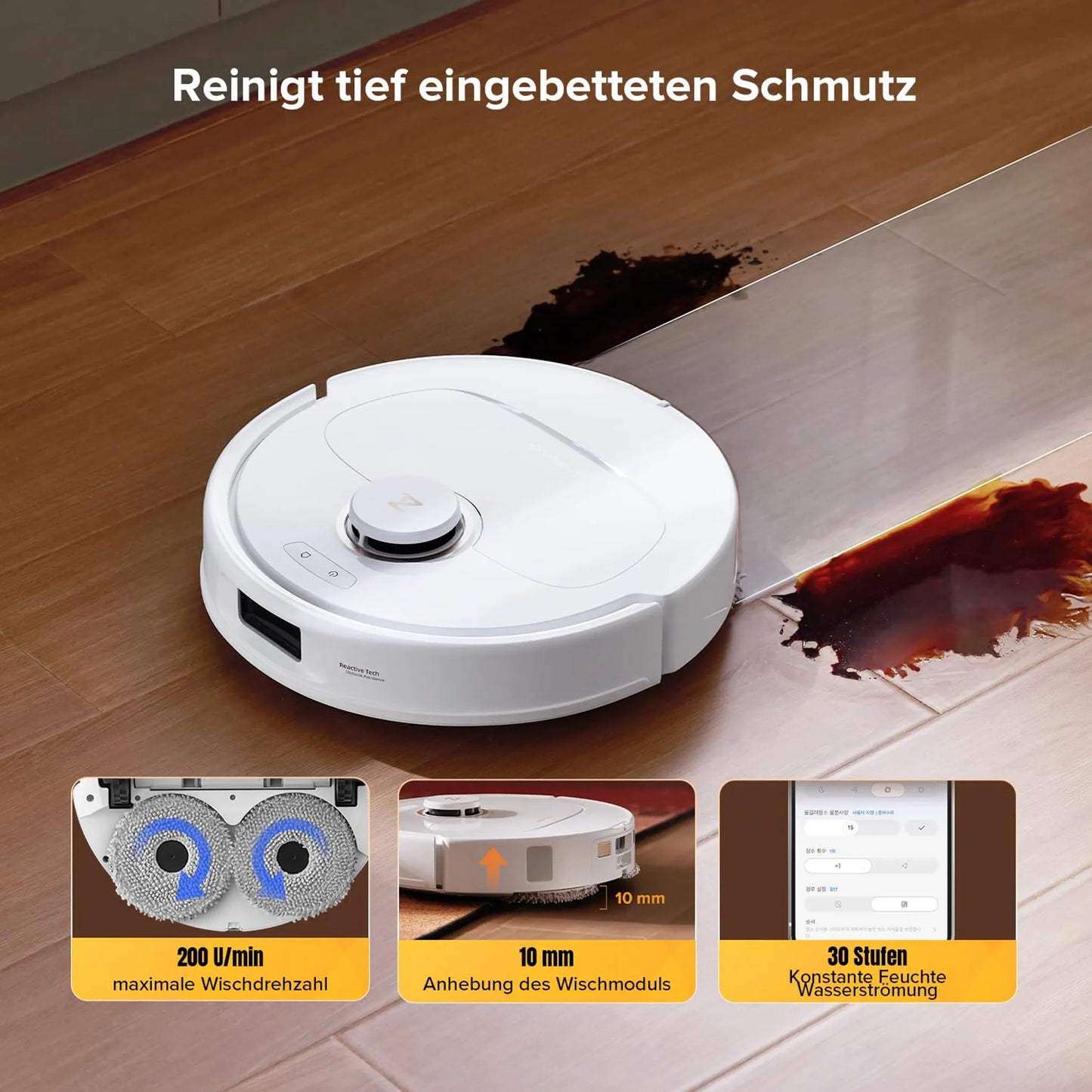 Roborock Qrevo 5AE Staubsauger Roboter 12.000 Pa, 100% Haarentfernung,0% Verhedderung,All-in-One-Dock (Warmluft), inkl. 1L Reinigungsflüssigkeit, Weiß