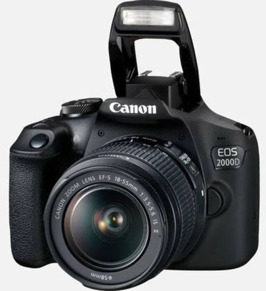 Canon EOS-2000D Digitale Spiegelreflexkamera EF-S 18-55 mm IS II 24.1 Megapixel Schwarz Optischer Sucher, mit eingebautem Blitz, WiFi, Full HD Video,